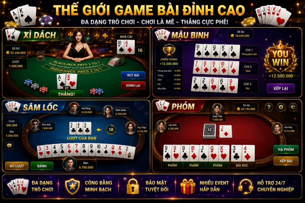Một vài game bài được ưa chuộng