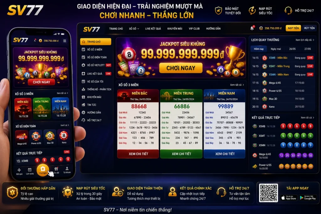 Giao diện xổ số SV77 tối ưu trên mọi thiết bị