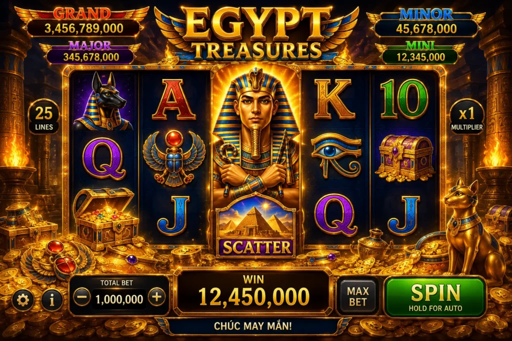 Slots 16 Slot Ai Cập với hình ảnh Pharaoh và kho báu cổ đại hấp dẫn