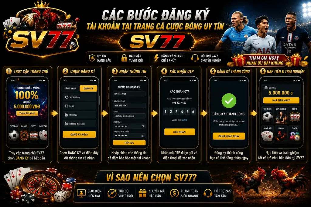 Các bước đăng ký tài khoản tại trang cá cược bóng uy tín