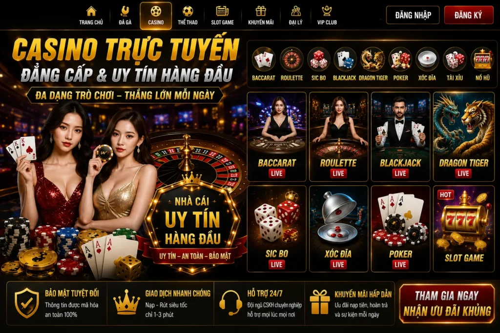 Casino 10 SV77.TOP sở hữu đa dạng trò chơi casino trực tuyến hấp dẫn