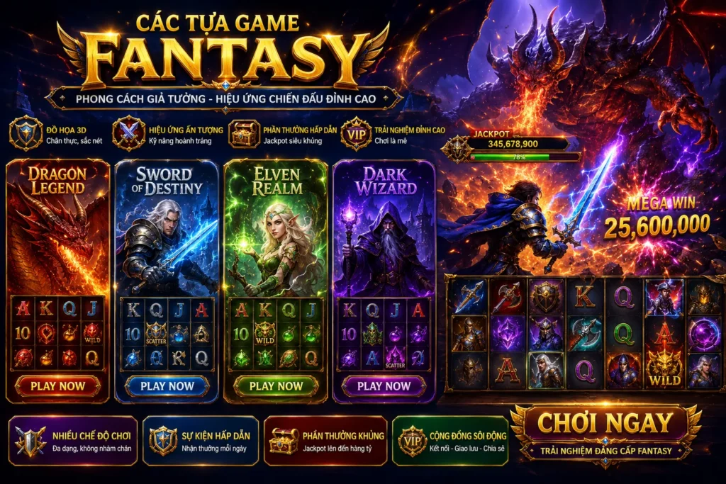 Slots 15 Các tựa game fantasy mang phong cách giả tưởng và hiệu ứng chiến đấu đẹp mắt