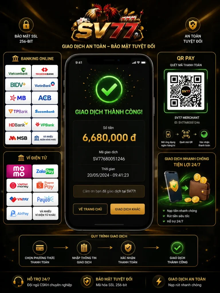 Hỗ trợ nạp rút nhanh chóng và an toàn tại SV77