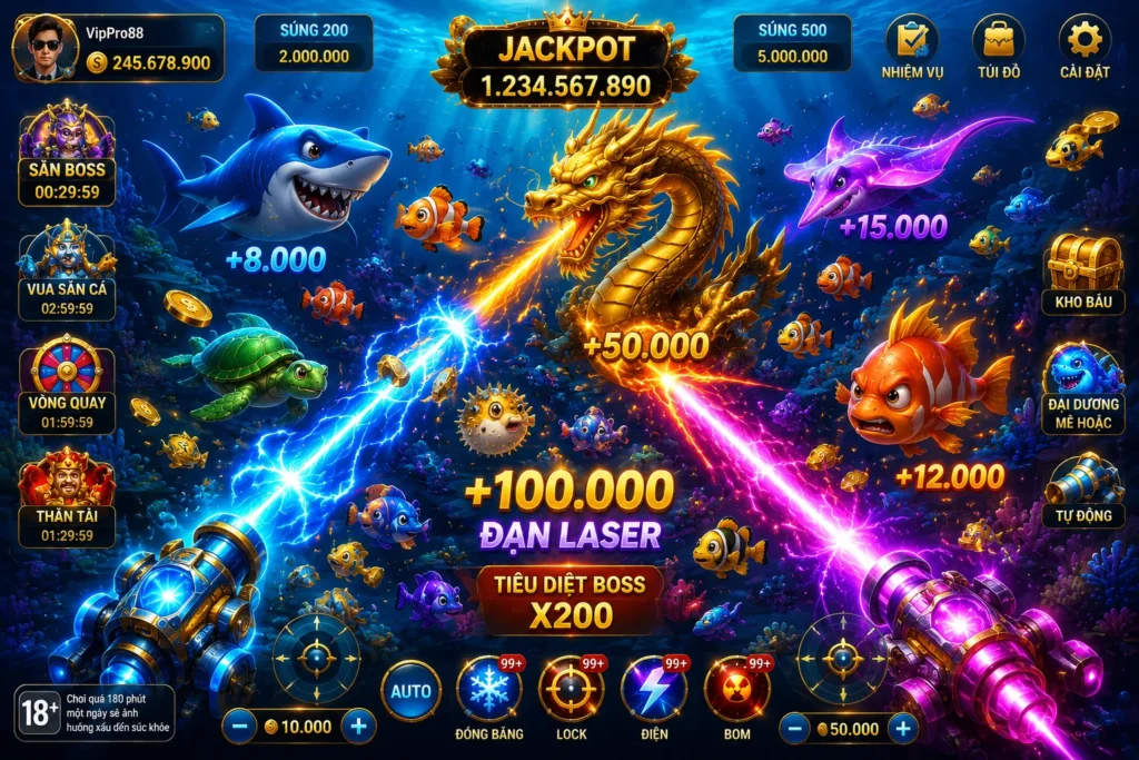 Bắn Cá 11 Gameplay săn cá trực tuyến với nhiều mục tiêu thưởng lớn