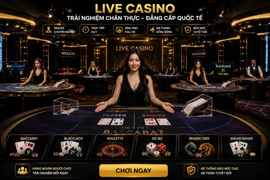 Casino 8 Không gian live casino chuyên nghiệp tại SV77.TOP