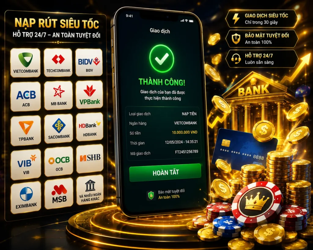 Hệ thống nạp rút SV77 hỗ trợ giao dịch nhanh chóng và tiện lợi
