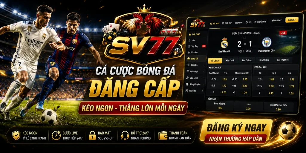 SV77 được đánh giá cao nhờ tỷ lệ kèo hấp dẫn và hệ thống ổn định.