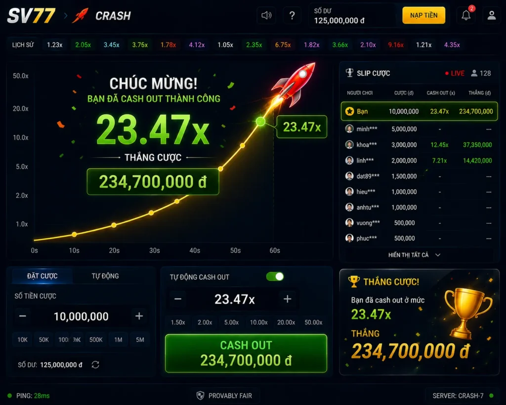 Crash 16 Vé thắng trong Crash Game online