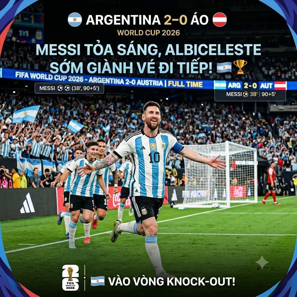 Argentina 2-0 Áo: Messi tỏa sáng với cú đúp, Albiceleste xây chắc ngôi đầu bảng J 1 argentina 2 0 ao messi toa sang voi cu dup albiceleste xay chac ngoi dau bang j